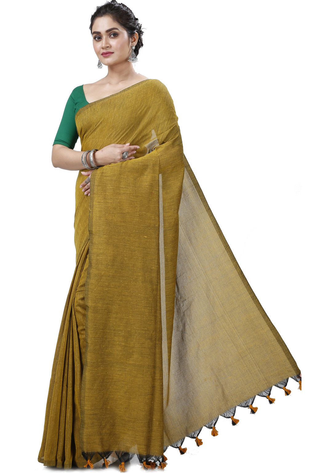 Brown Pure Cotton ThanKhadi Hand Loom Saree (5236)
